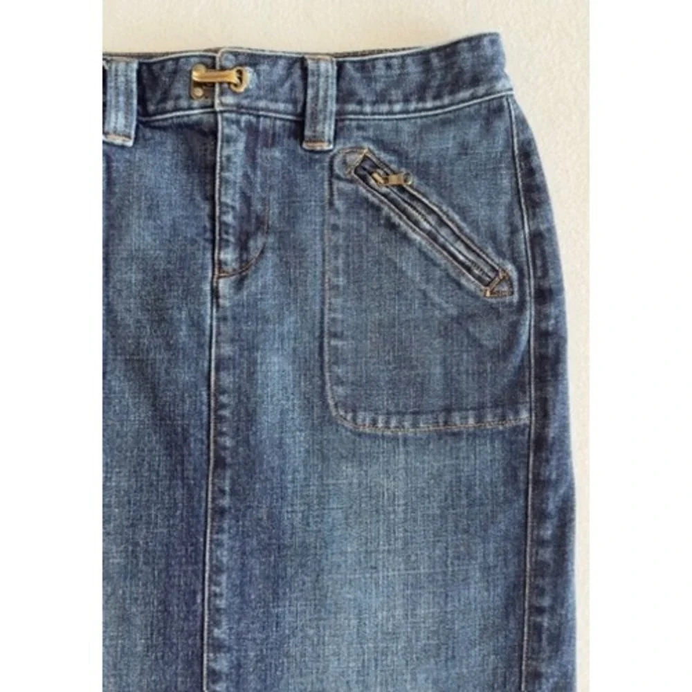Lauren Ralph Lauren Denim Pencil Skirt Medium Wash Blue Zip Pocket Womens Size 0